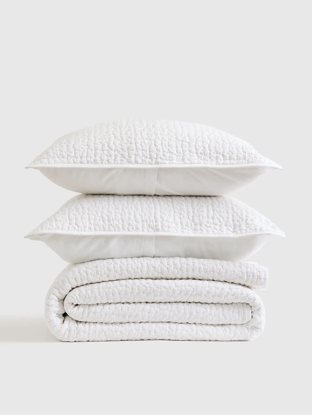 New Organic Cotton Hand Stitched Quilt Set Full/Queen - White MSRP $174 - Picture 6 of 13